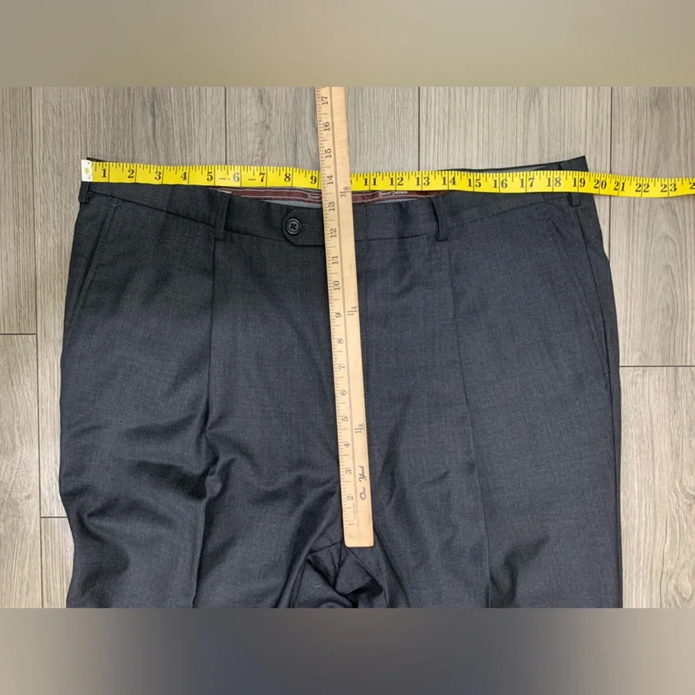 Hickey Freeman Suit Loro Piana Super 150s Wool Dark Gray Pant‎ Sz 44